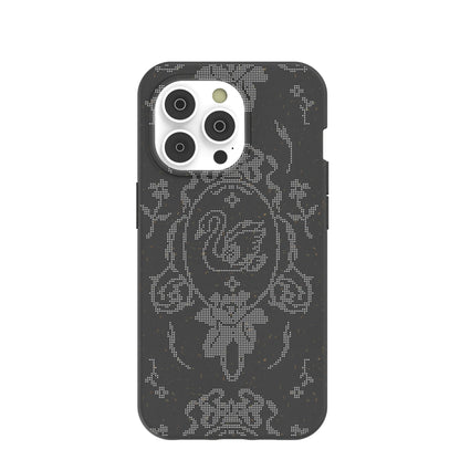 Black Studded Swan iPhone 14 Pro Case