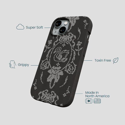 Black Studded Swan iPhone 14 Case