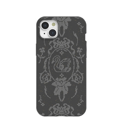 Black Studded Swan iPhone 15 Plus Case
