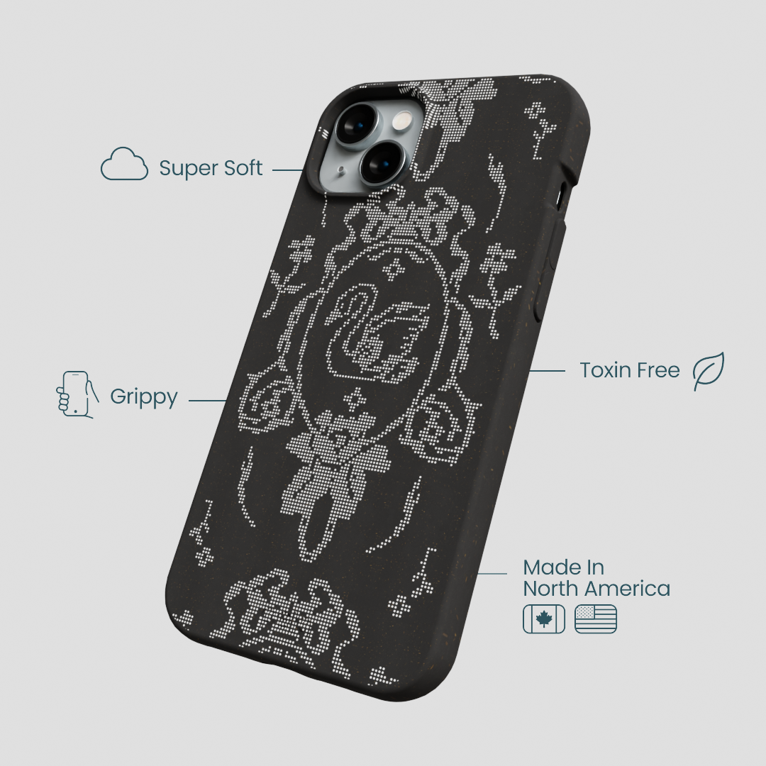 Black Studded Swan iPhone 15 Plus Case