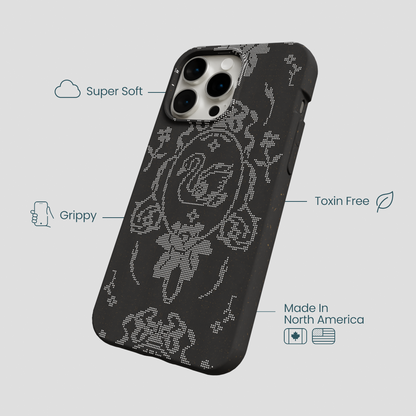 Black Studded Swan iPhone 15 Pro Max Case