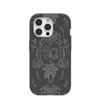 Black Studded Swan iPhone 15 Pro Case