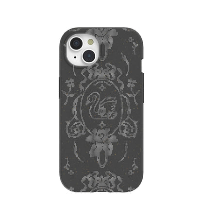 Black Studded Swan iPhone 15 Case