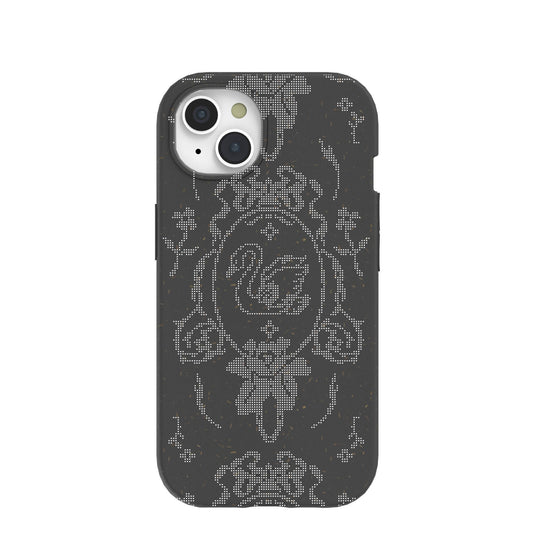 Black Studded Swan iPhone 15 Case