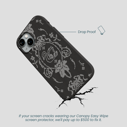 Black Studded Swan iPhone 15 Case