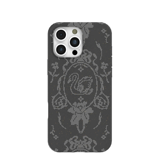 Black Studded Swan iPhone 16 Pro Max Case
