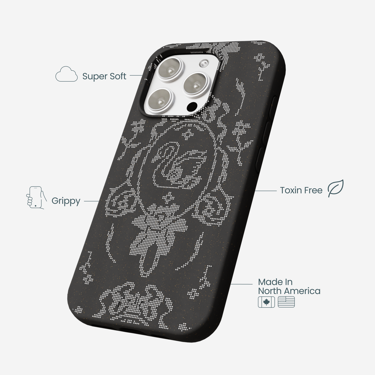 Black Studded Swan iPhone 16 Pro Max Case