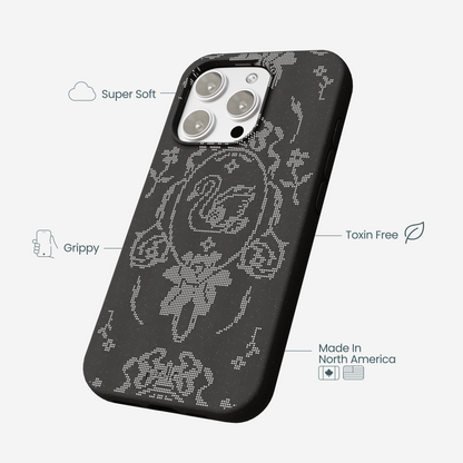 Black Studded Swan iPhone 16 Pro Max Case