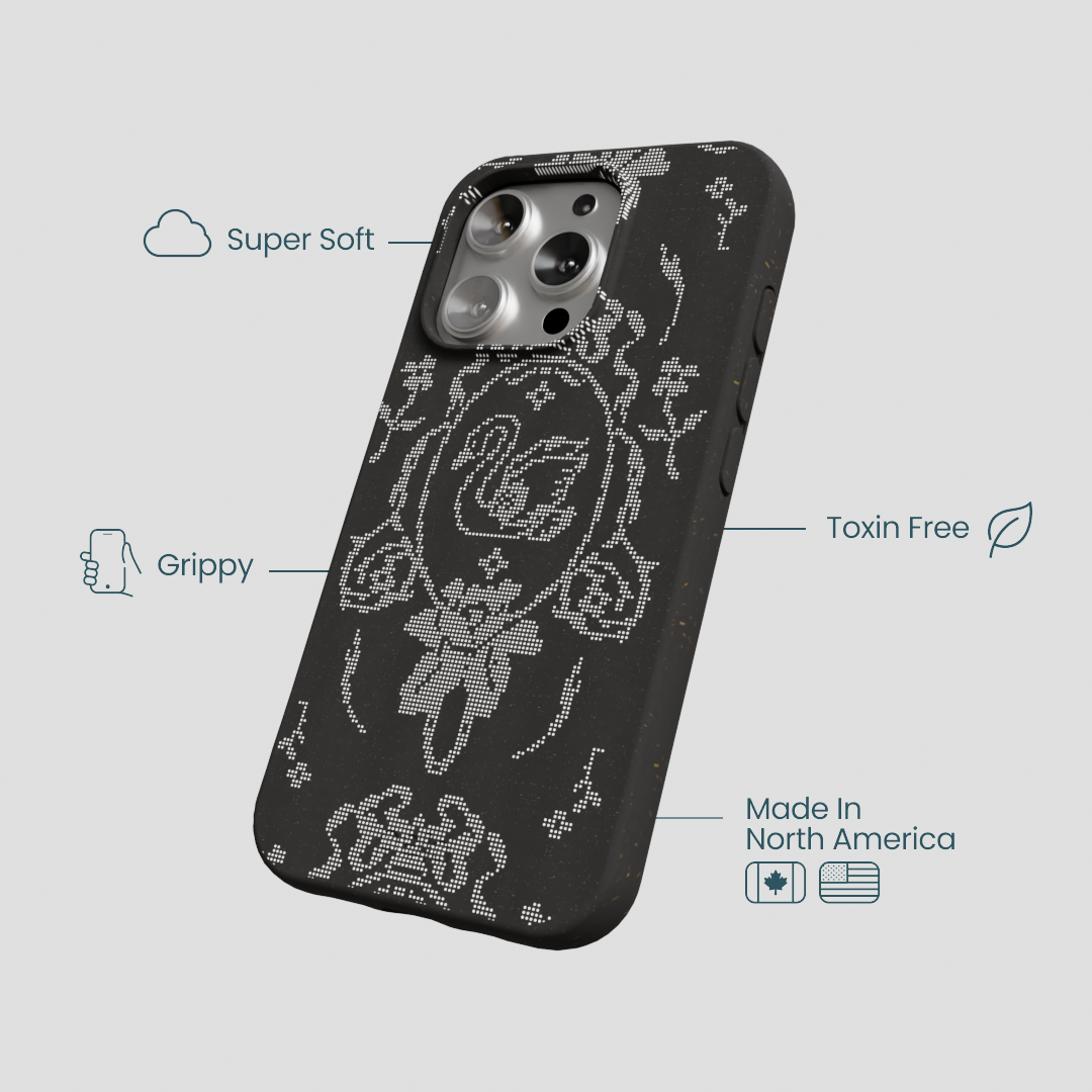 Black Studded Swan iPhone 16 Pro Case