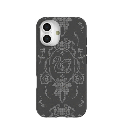 Black Studded Swan iPhone 16 Case