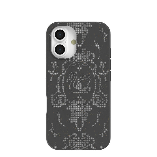 Black Studded Swan iPhone 16 Case