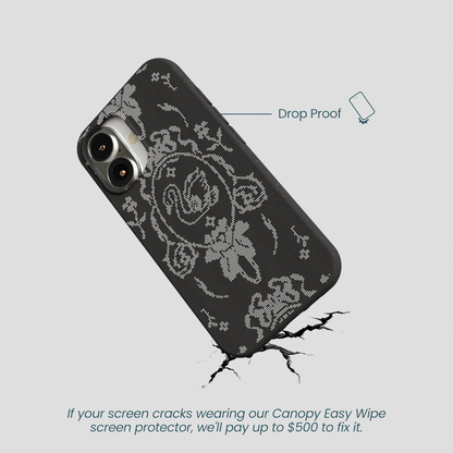 Black Studded Swan iPhone 16 Case
