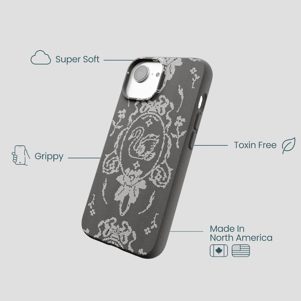 Black Studded Swan iPhone 16e/17e Case