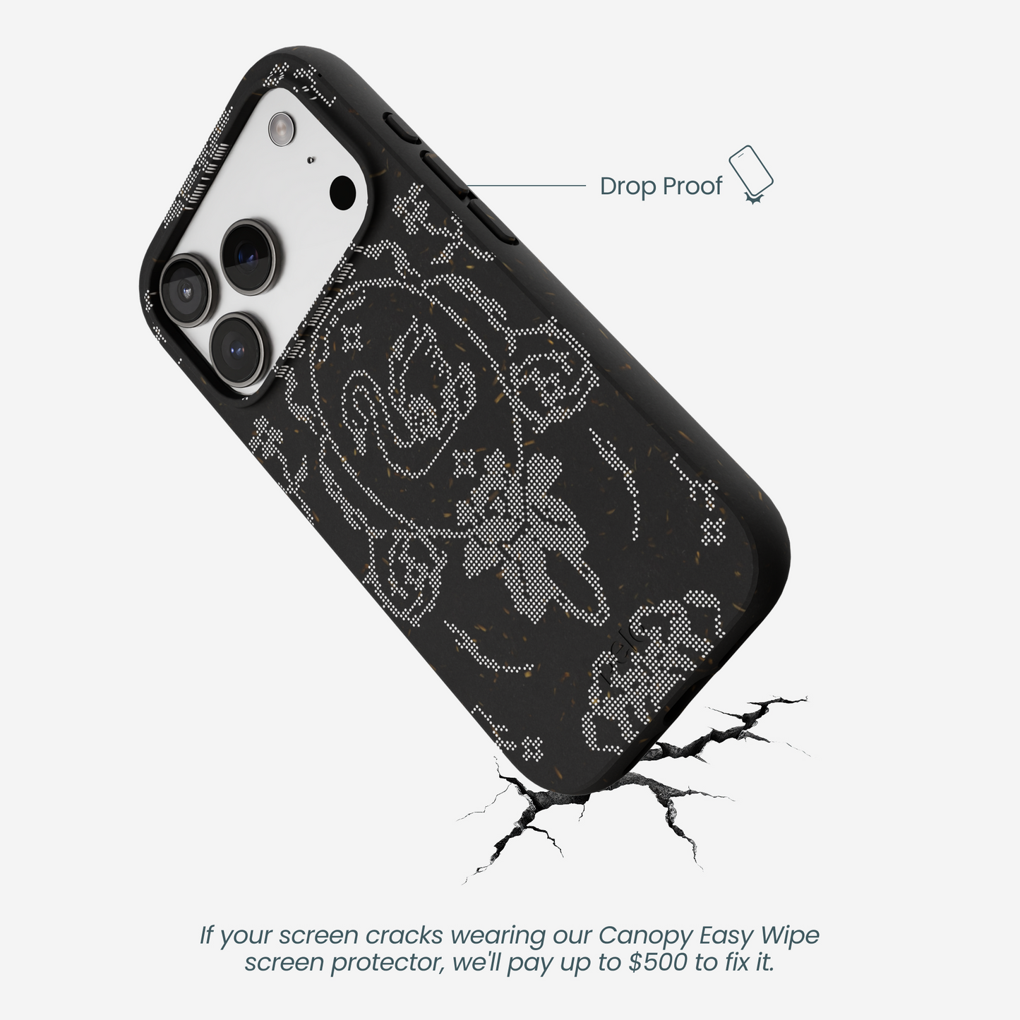 Black Studded Swan iPhone 17 Pro Case