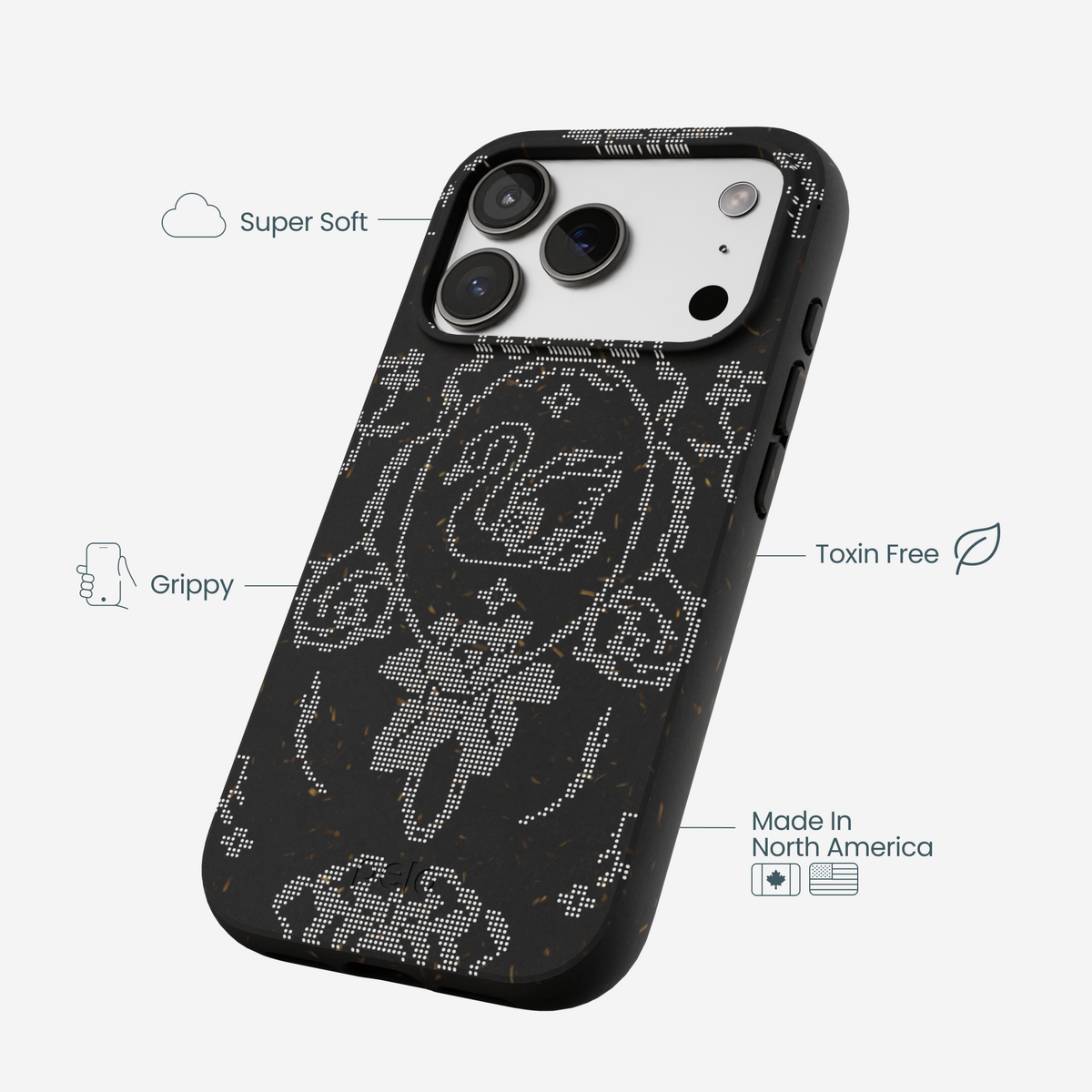 Black Studded Swan iPhone 17 Pro Case