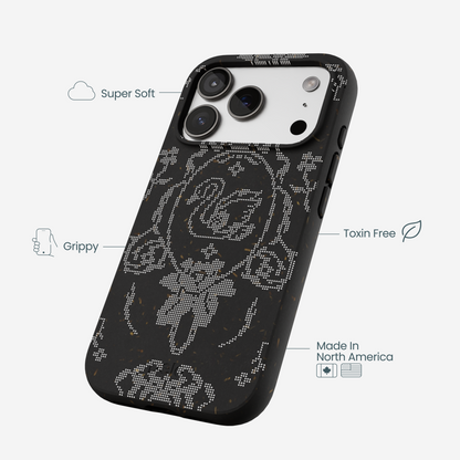 Black Studded Swan iPhone 17 Pro Case
