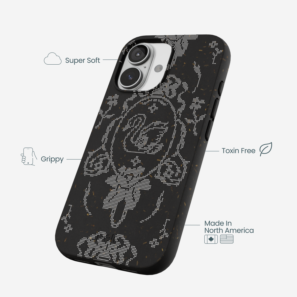 Black Studded Swan iPhone 17 Case