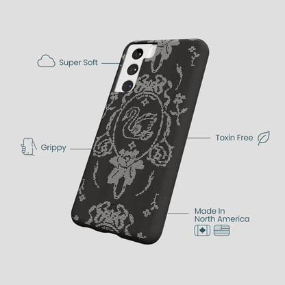 Black Studded Swan Samsung Galaxy S21 Case