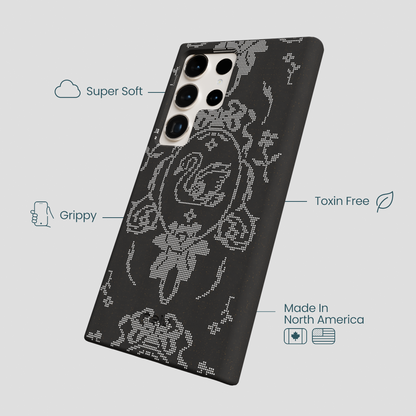 Black Studded Swan Samsung Galaxy S24 Ultra Case