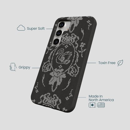Black Studded Swan Samsung Galaxy S25 Case