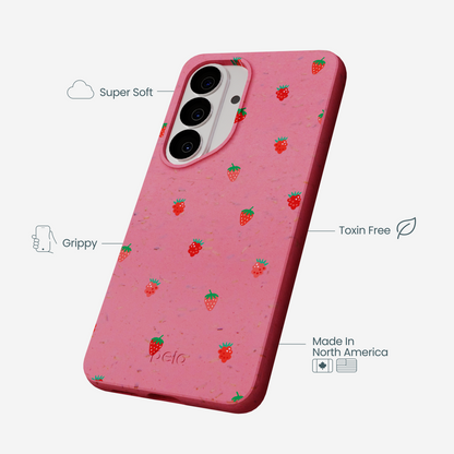 Bubblegum Pink Summer Berries Samsung Galaxy S26 Case
