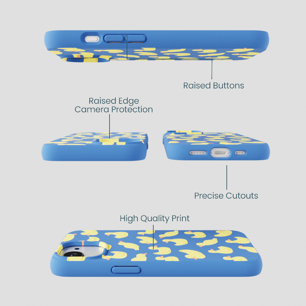 Electric Blue Sunny Ducklings iPhone 16e/17e Case