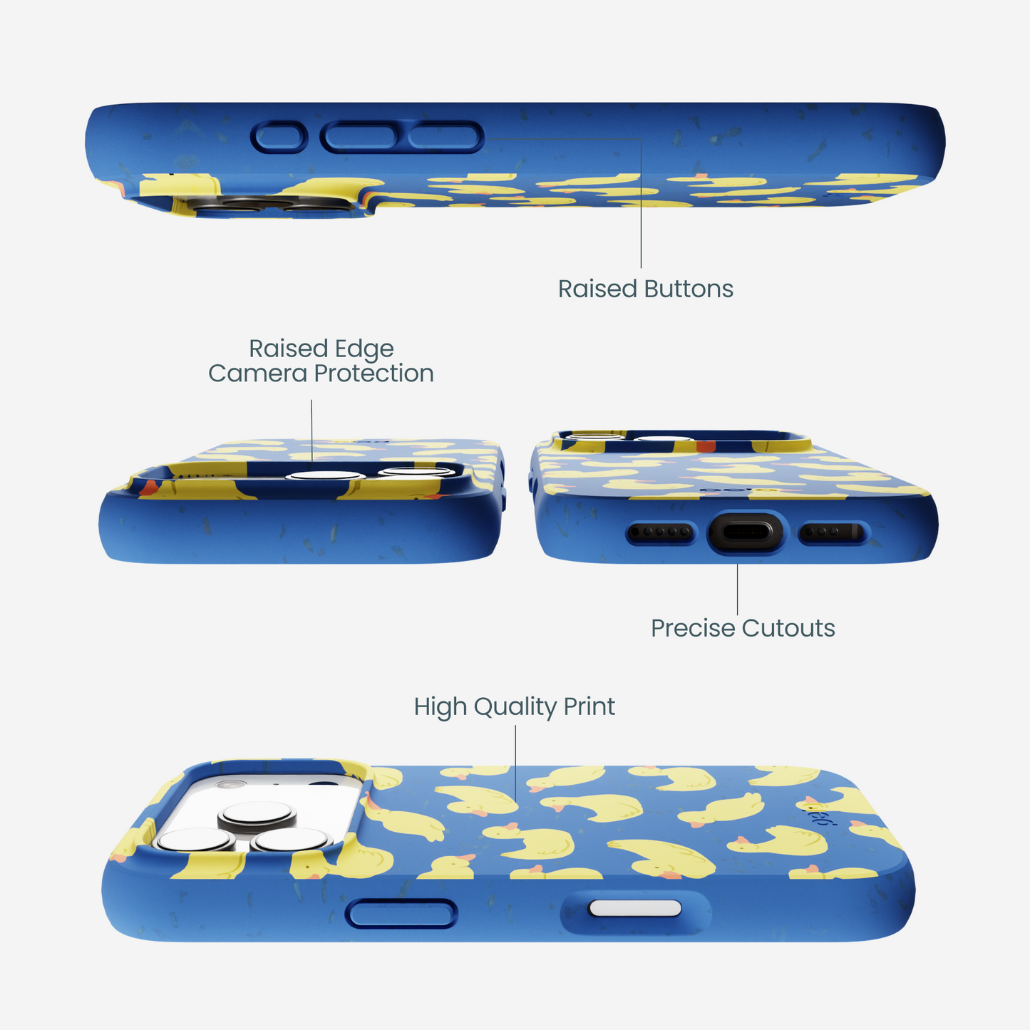 Electric Blue Sunny Ducklings iPhone 17 Pro Case