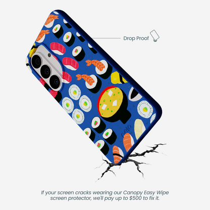 Electric Blue Sushi Night Samsung Galaxy S26 Case