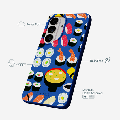 Electric Blue Sushi Night Samsung Galaxy S26 Case