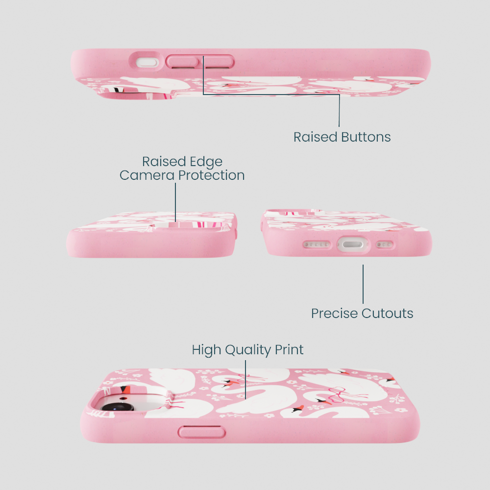 Bubblegum Pink Swan Garden iPhone 16e/17e Case
