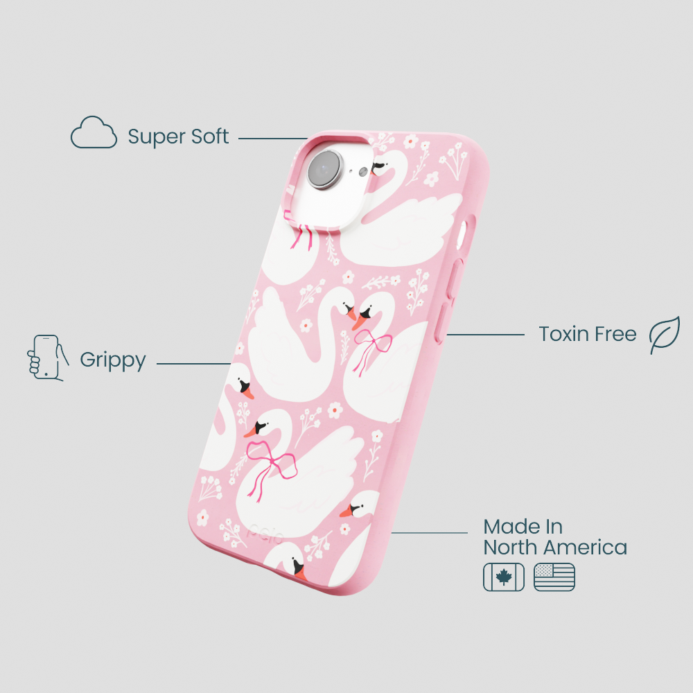 Bubblegum Pink Swan Garden iPhone 16e/17e Case