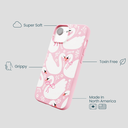 Bubblegum Pink Swan Garden iPhone 16e/17e Case