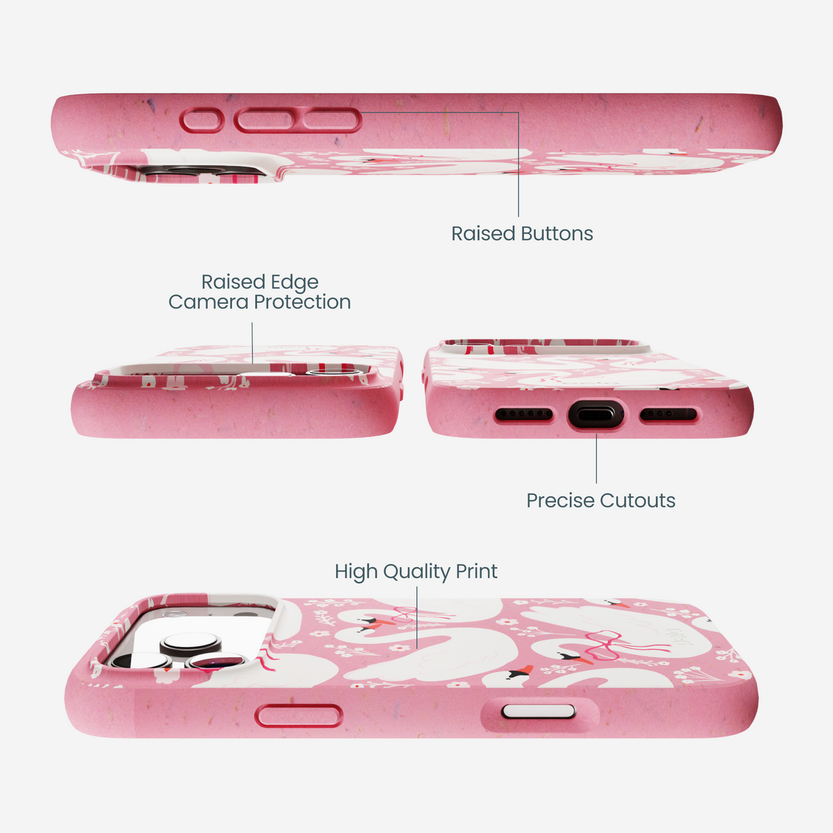Bubblegum Pink Swan Garden iPhone 17 Pro Max Case