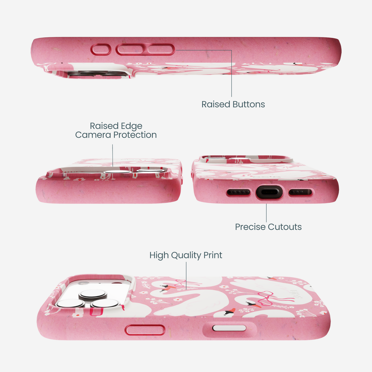 Bubblegum Pink Swan Garden iPhone 17 Pro Case