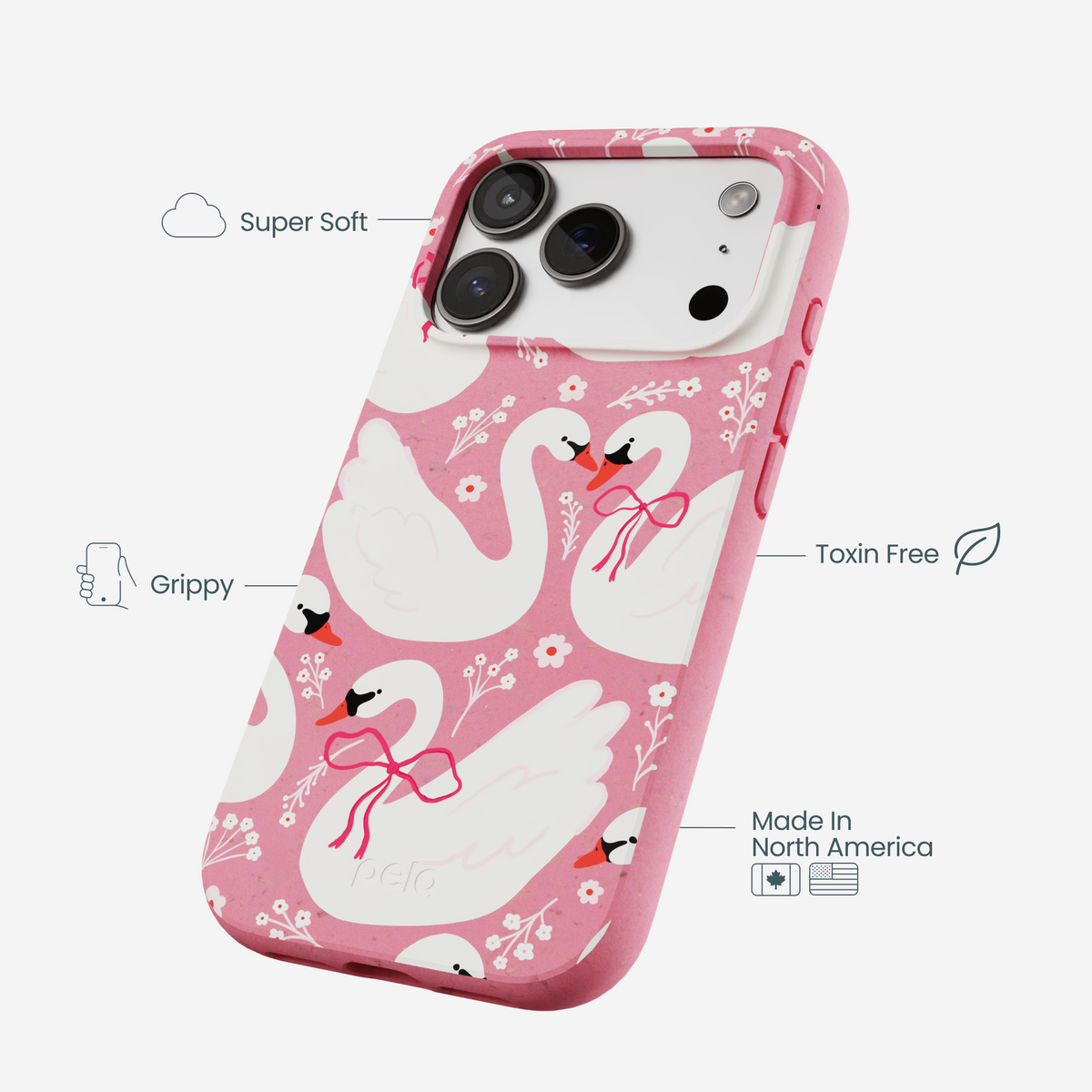 Bubblegum Pink Swan Garden iPhone 17 Pro Case