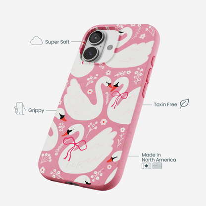 Bubblegum Pink Swan Garden iPhone 17 Case