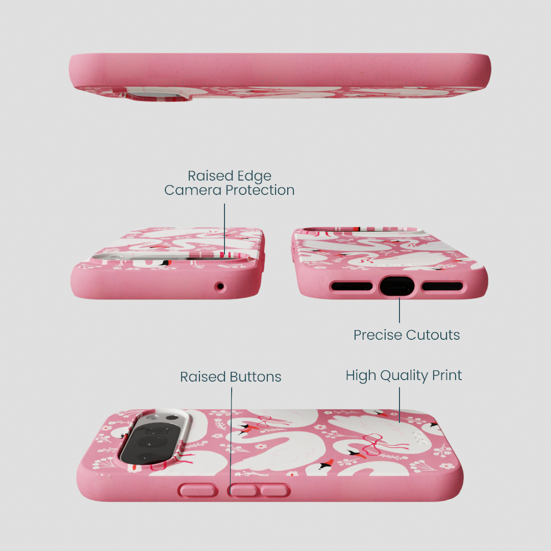 Bubblegum Pink Swan Garden Google Pixel 10/10 Pro Case
