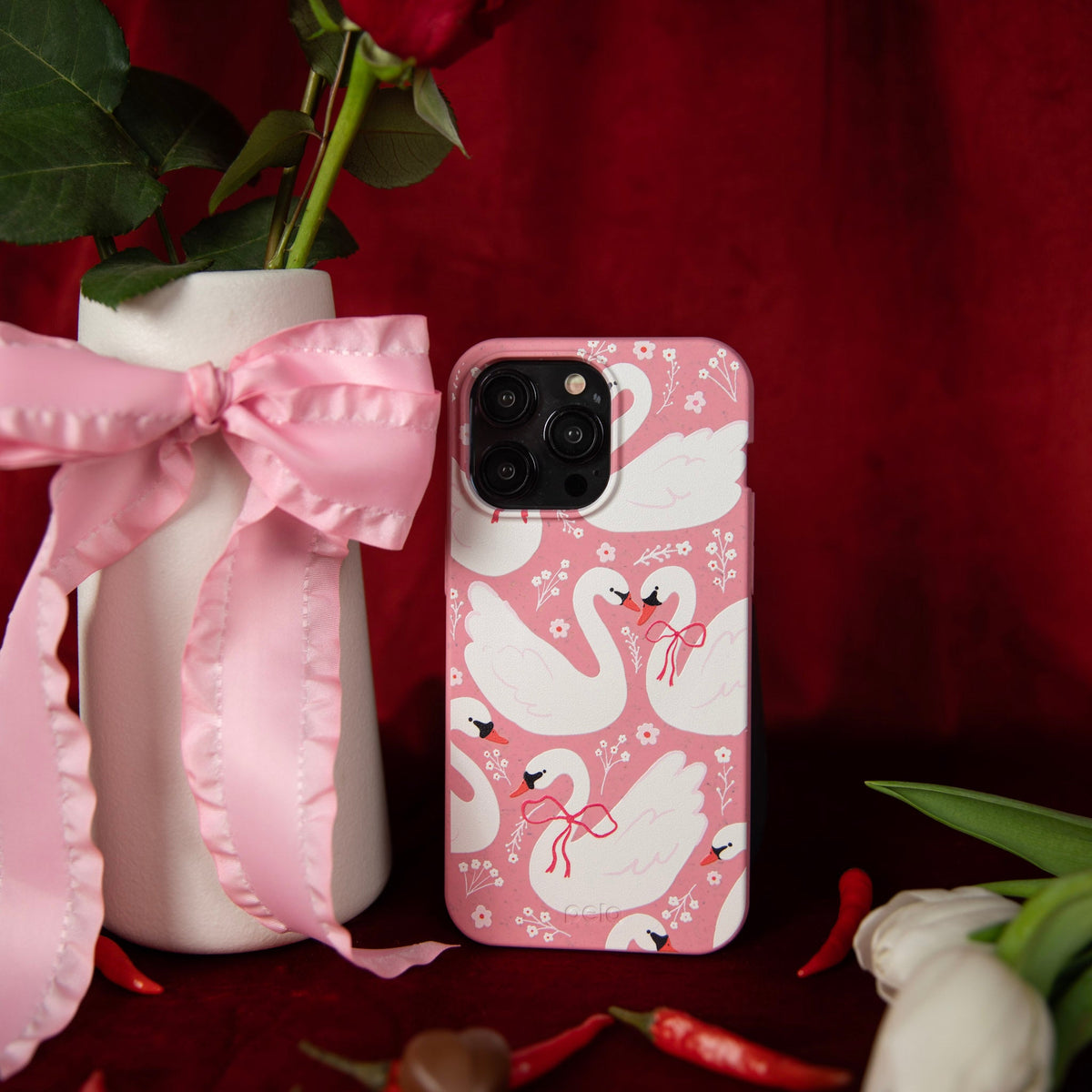 Bubblegum Pink Swan Garden iPhone 17 Case