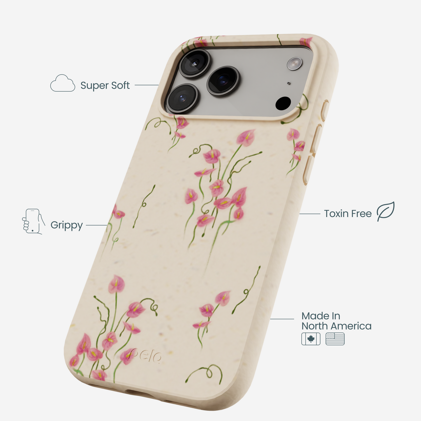 Seashell Sweet Anthuriums iPhone 17 Pro Max Case