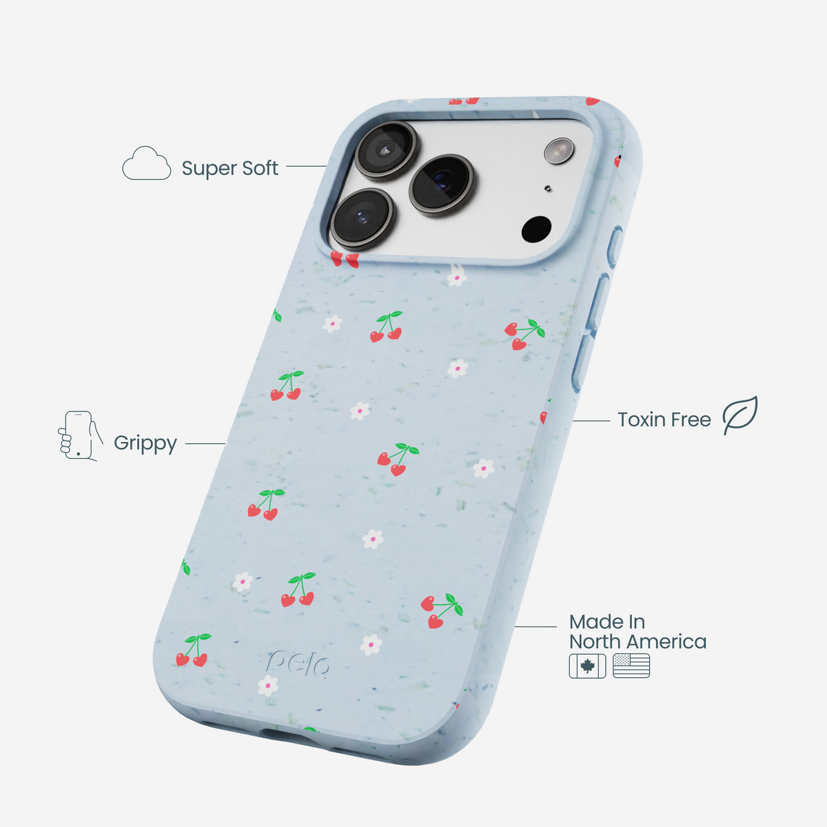 Powder Blue Sweet Cherries iPhone 17 Pro Case
