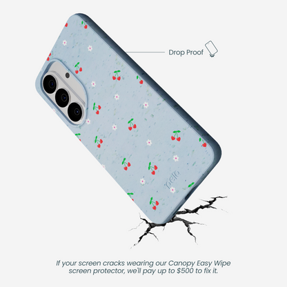 Powder Blue Sweet Cherries Samsung Galaxy S26 Case