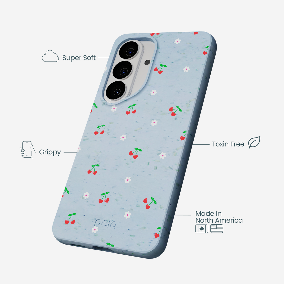 Powder Blue Sweet Cherries Samsung Galaxy S26 Case