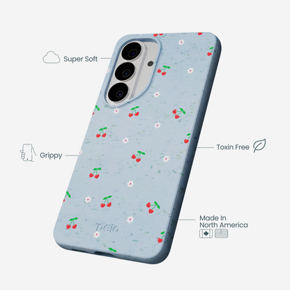 Powder Blue Sweet Cherries Samsung Galaxy S26 Case
