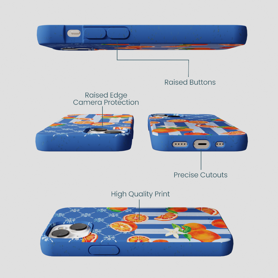 Electric Blue Tarocco Orange Tile iPhone 13 Case
