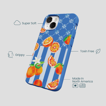 Electric Blue Tarocco Orange Tile iPhone 13 Case