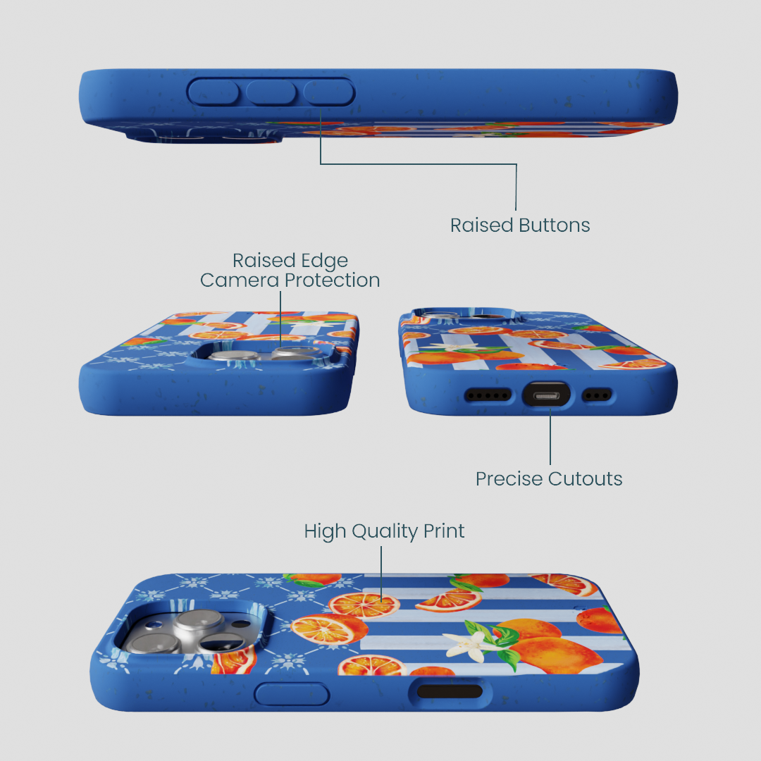 Electric Blue Tarocco Orange Tile iPhone 16 Pro Case
