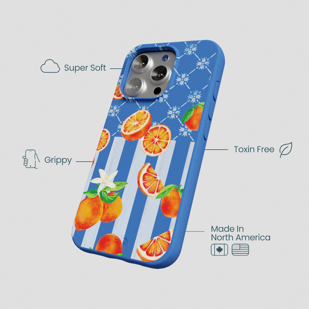 Electric Blue Tarocco Orange Tile iPhone 16 Pro Case