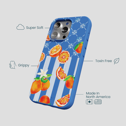 Electric Blue Tarocco Orange Tile iPhone 16 Pro Case