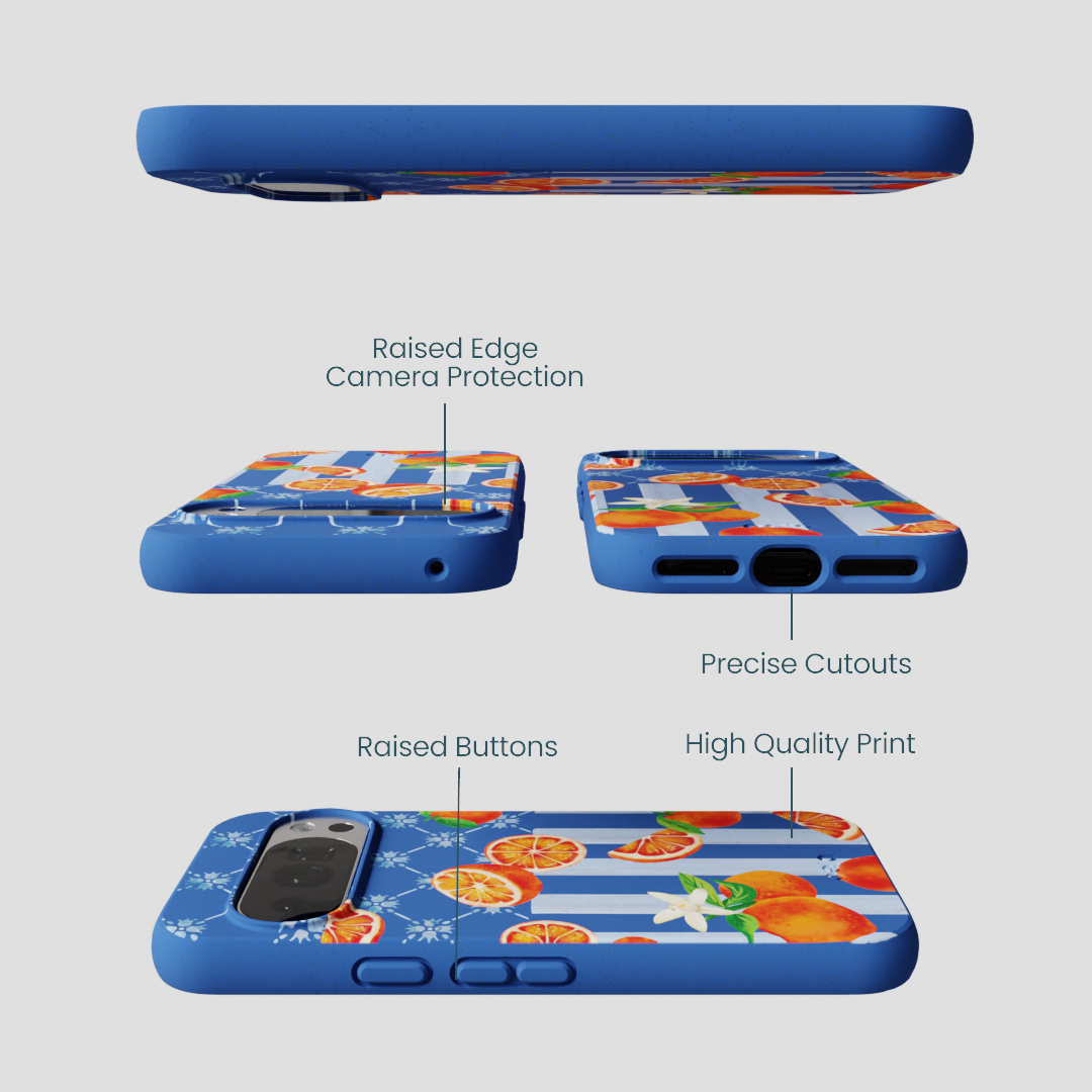 Electric Blue Tarocco Orange Tile Google Pixel 10/10 Pro Case