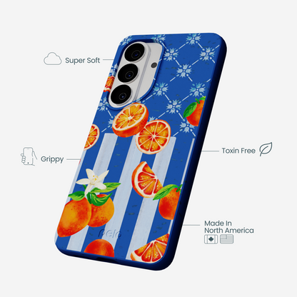 Electric Blue Tarocco Orange Tile Samsung Galaxy S26 Case
